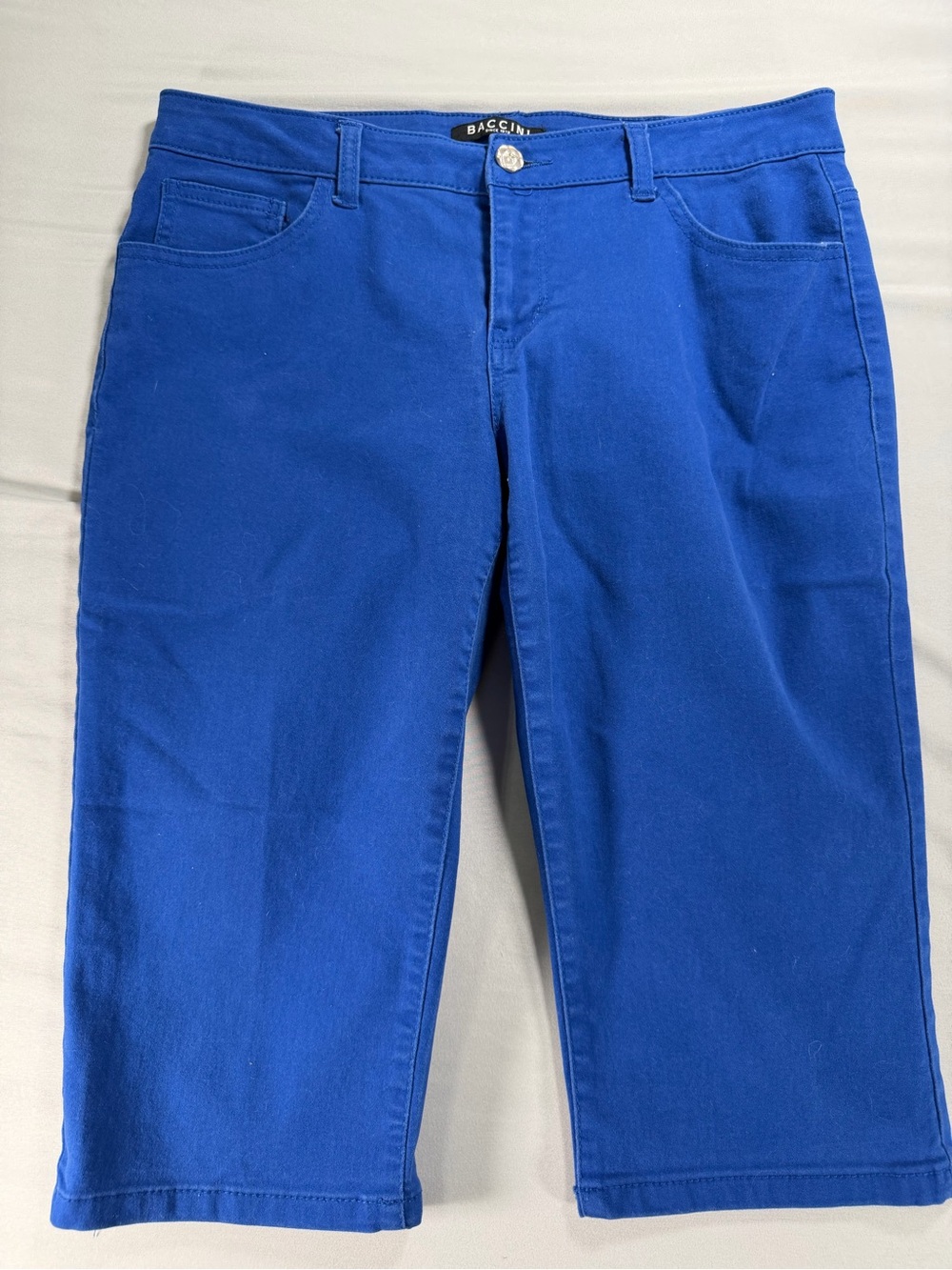 Baccini Blue Denim Capri Pants Shorts Womens Size 10 Stretch Crop Summer #1047